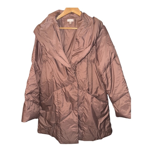 Garnet Hill Packable Down Puffer Coat 14 Pink Nude - Picture 1 of 3